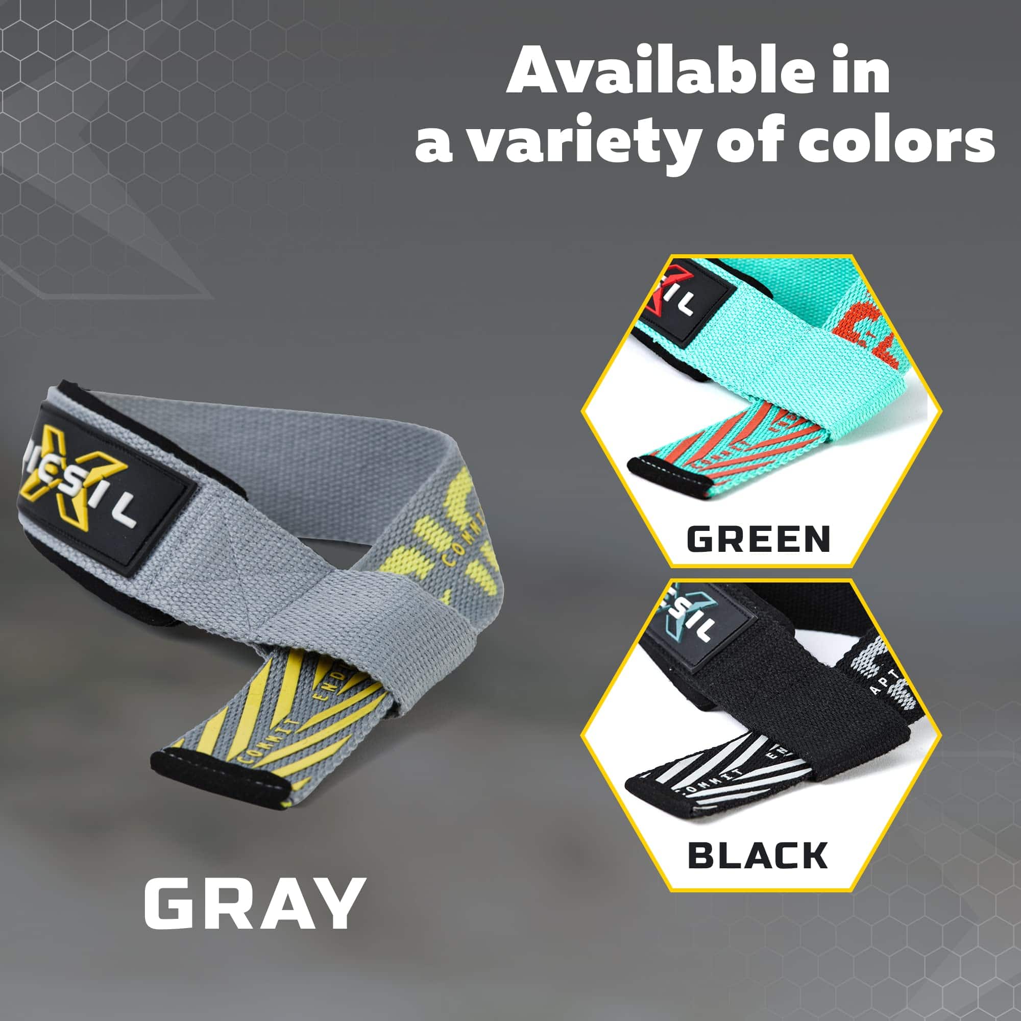 PICSIL Wrist Straps, Weightlifting Straps, Gris, Algodón, - Imagen 7