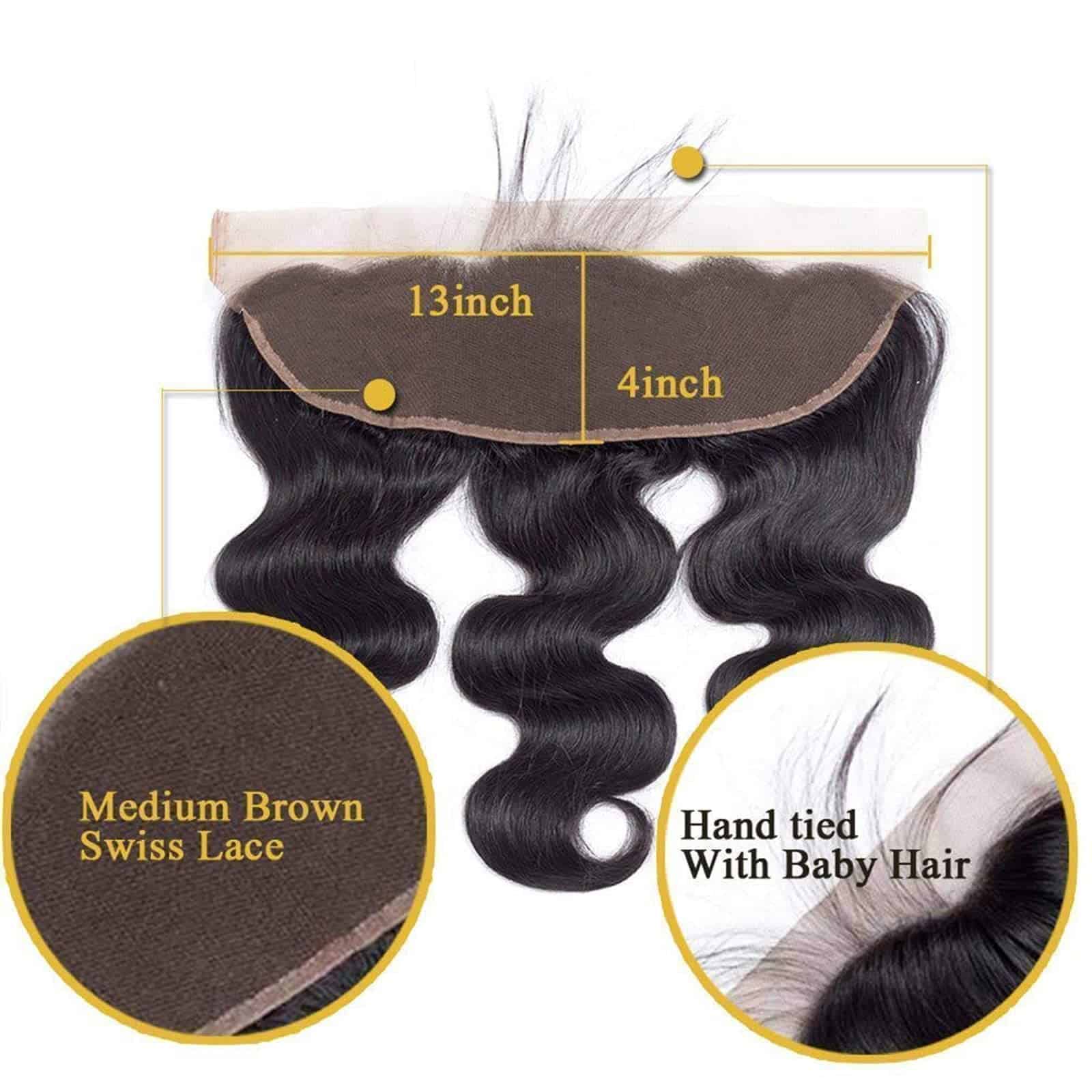 Cierre Frontal de Encaje Onda del Cuerpo 13x4 Ear to Ear - Imagen 3