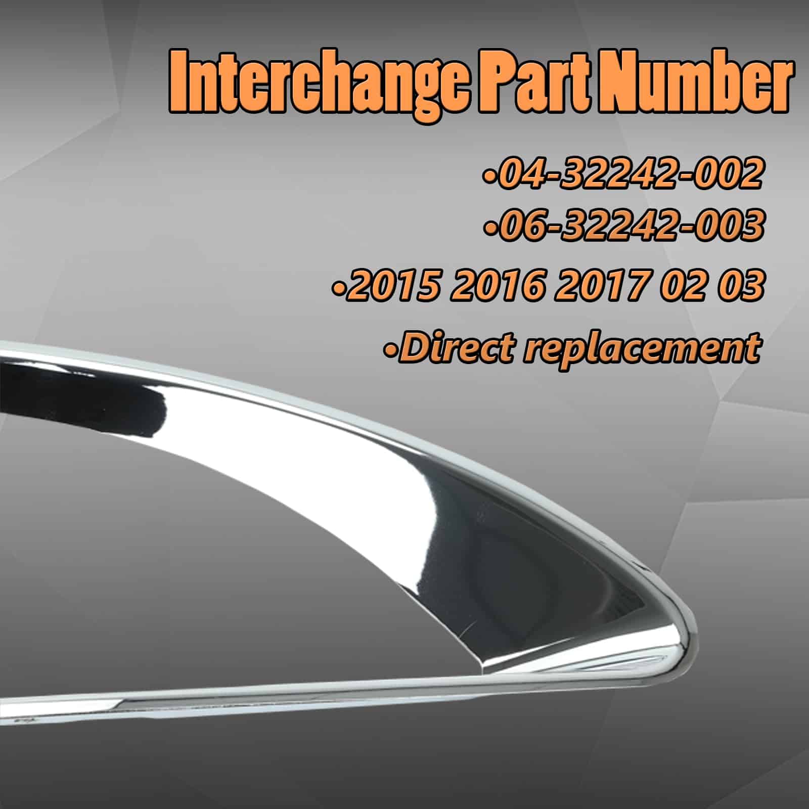 BACLAUGH Moldura de Faro Delantero Cromada para Conductor + - Imagen 6