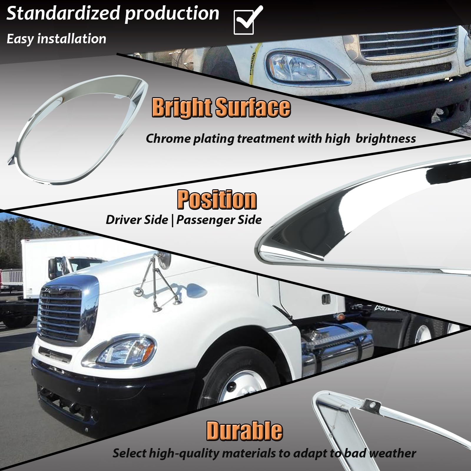 BACLAUGH Moldura de Faro Delantero Cromada para Conductor + - Imagen 3