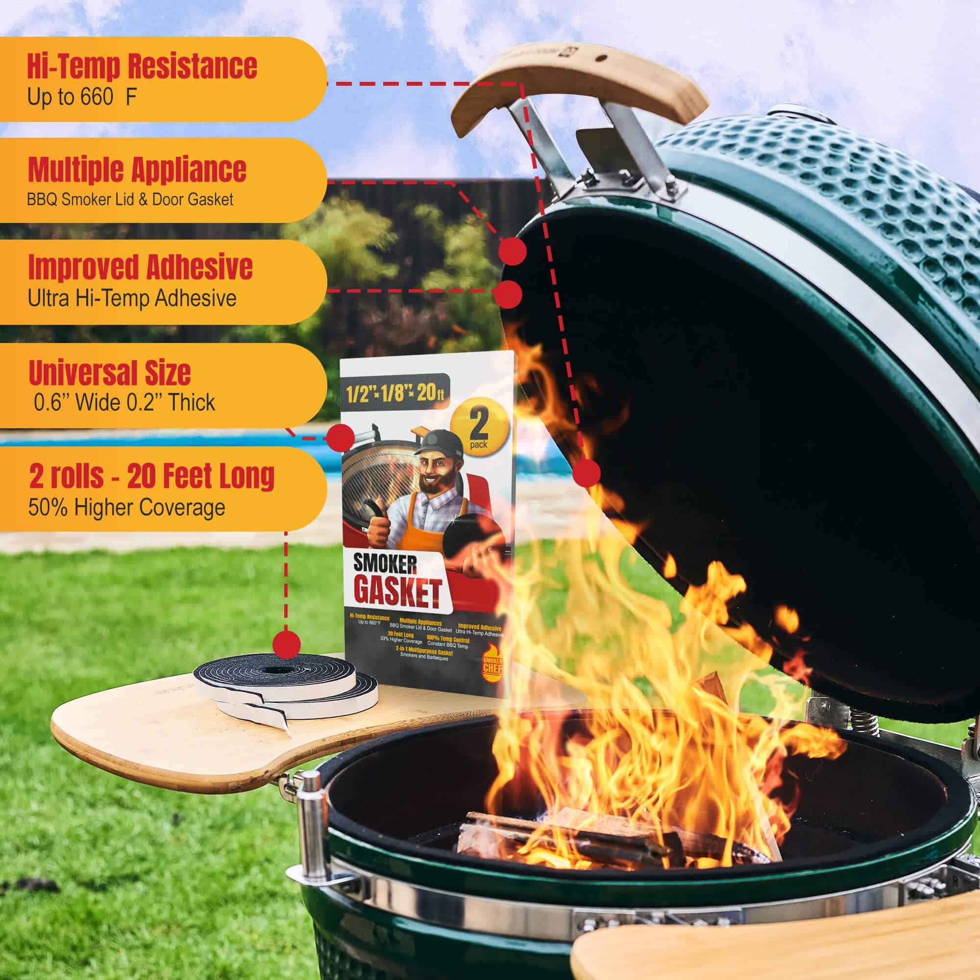 Empaquetadura para Parrillas Smoker Chef XXL 20 FT para - Imagen 4