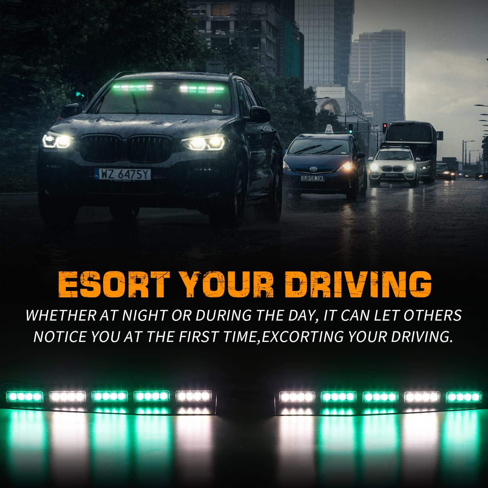 Luces de visera de emergencia verde y blanco XRIDONSEN - Imagen 3