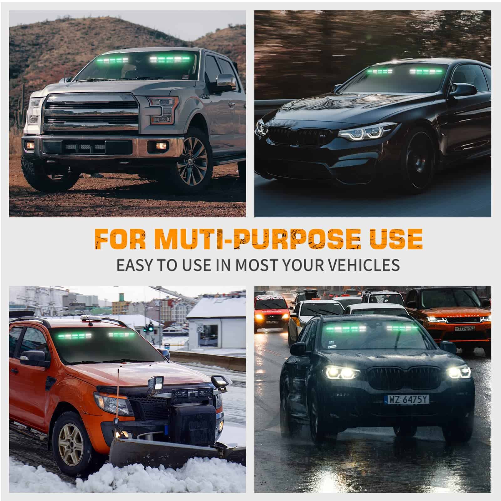 Luces de visera de emergencia verde y blanco XRIDONSEN - Imagen 7