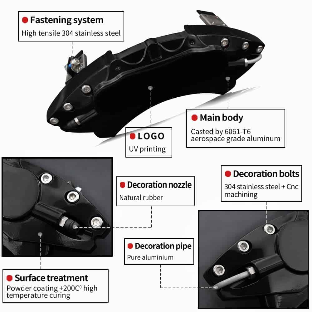 Cubiertas de Pinza de Freno Negras AOOA Nuevos Moldes para - Imagen 7