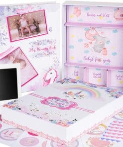 Libro de recuerdos Kemella Kreations con caja -Rosa, Blanco