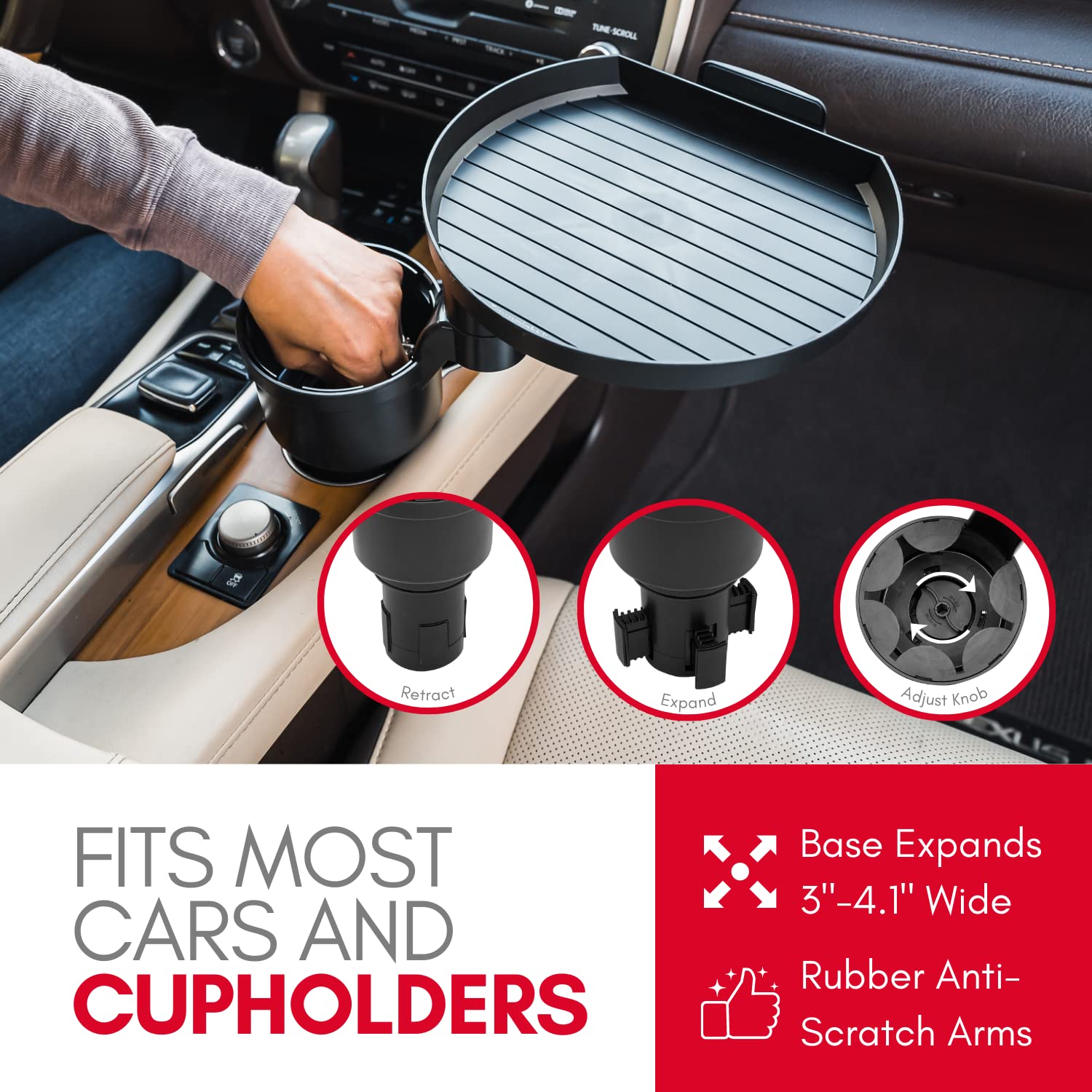 Bandeja para portavasos de automóvil Macally y expansor de - Imagen 6