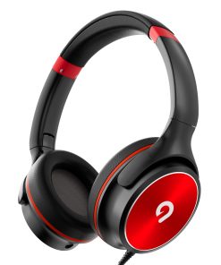 ADOOPE Auriculares para niños con -Negro Rojo