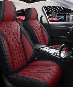Cubre Asientos de Coche de Cuero Rojo Vino y Negro