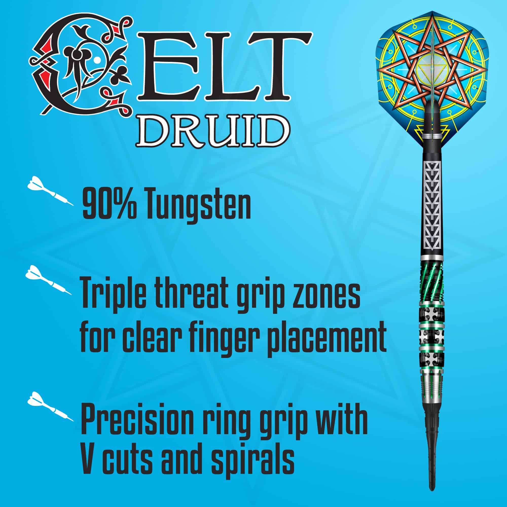 Juego de Dardos de Punta Blanda Shot Celt Druid (18g/20g), - Imagen 3