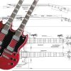 Plano de Guitarra Eléctrica Double-neck EDS - Impresión a