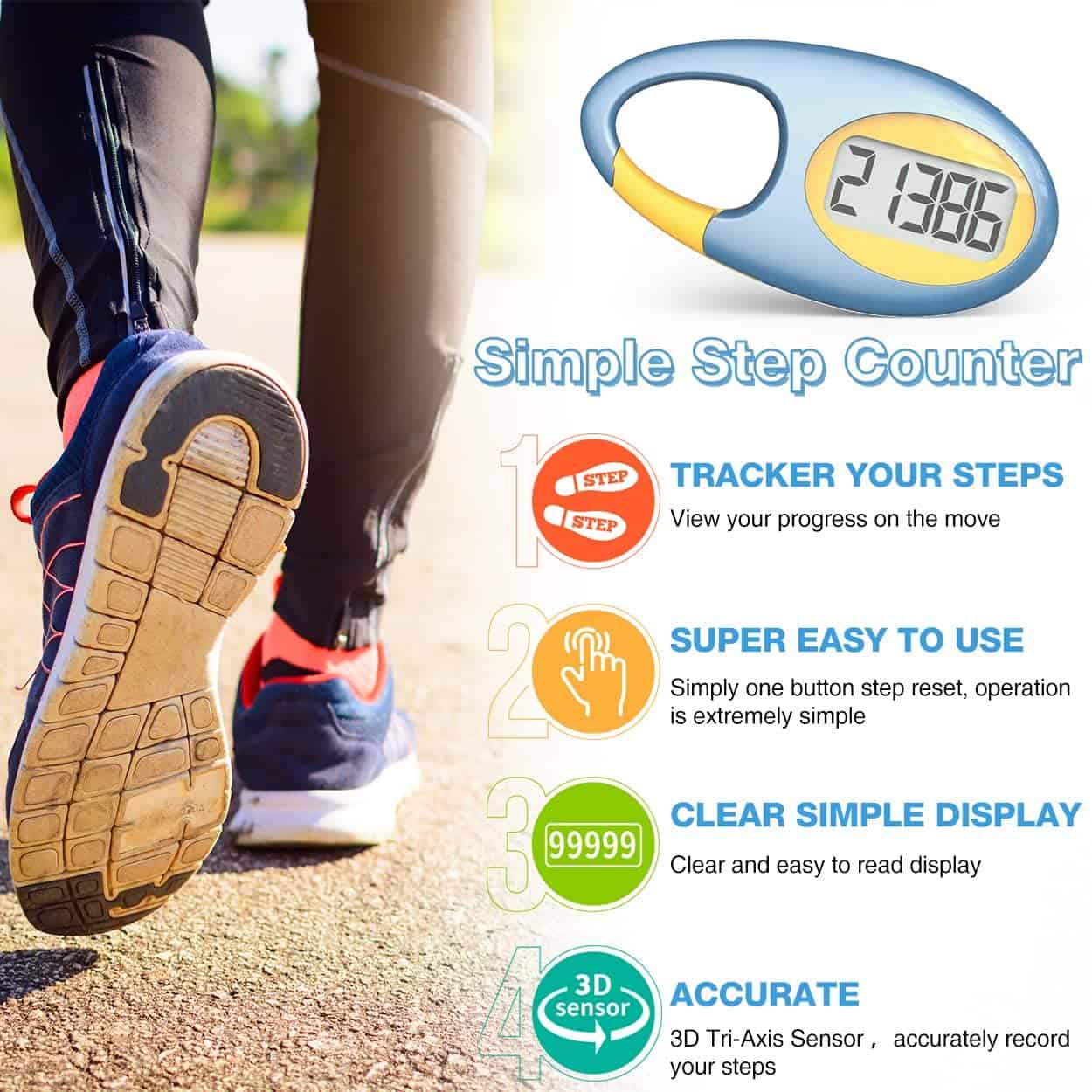 Podómetro Simple 3D, Contador de Pasos, Rastreador de Pasos - Imagen 3
