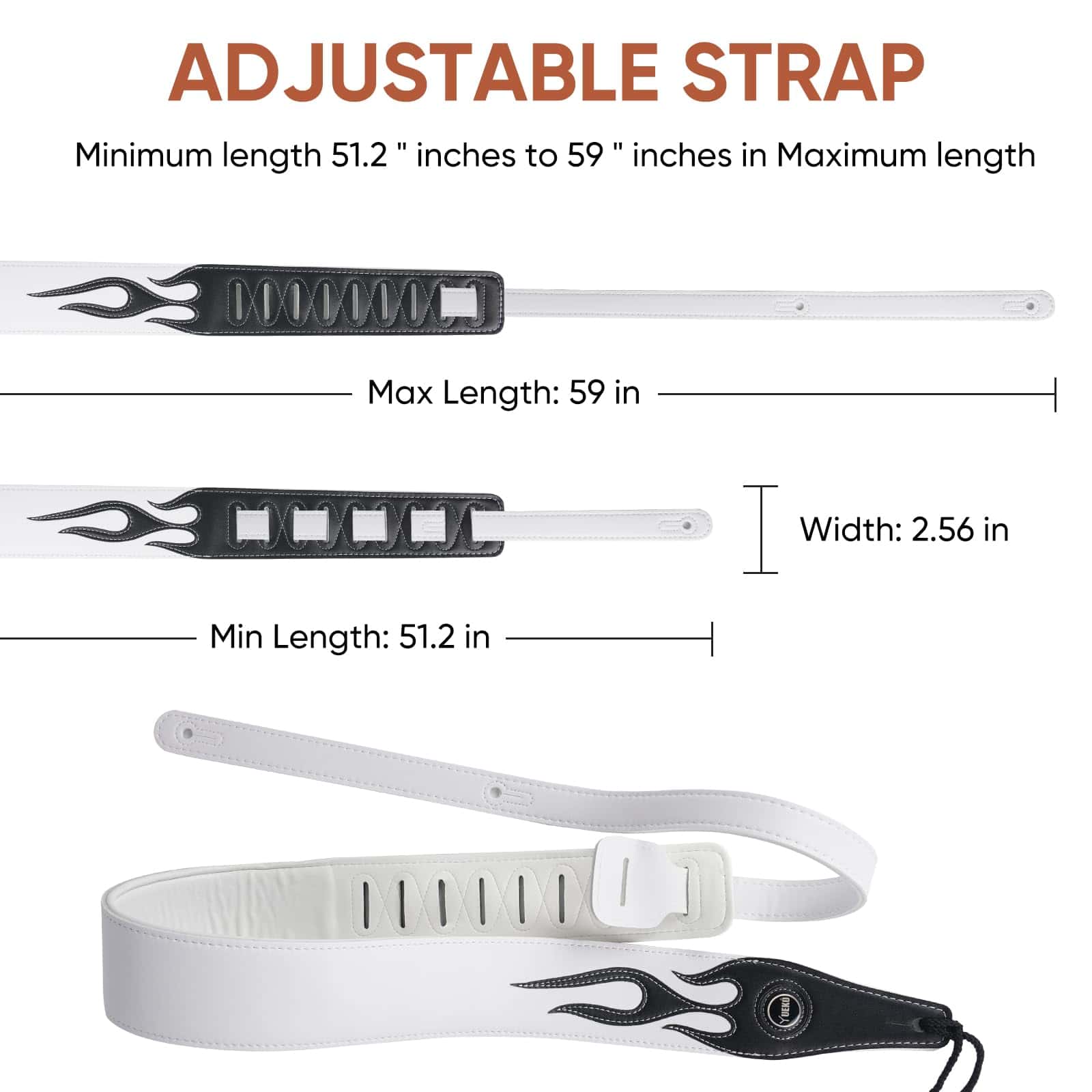 Correa de Guitarra YUEKO Personality Leather Red Flame - Imagen 5