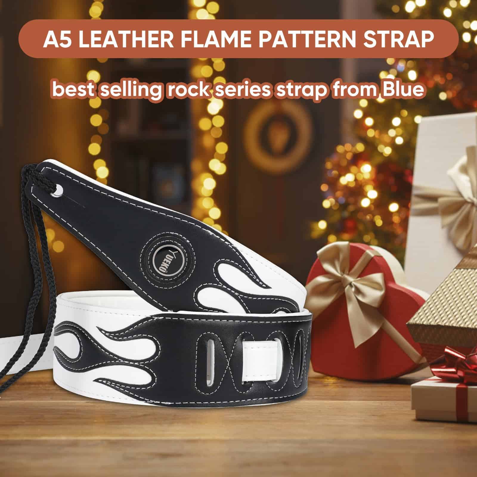 Correa de Guitarra YUEKO Personality Leather Red Flame - Imagen 7