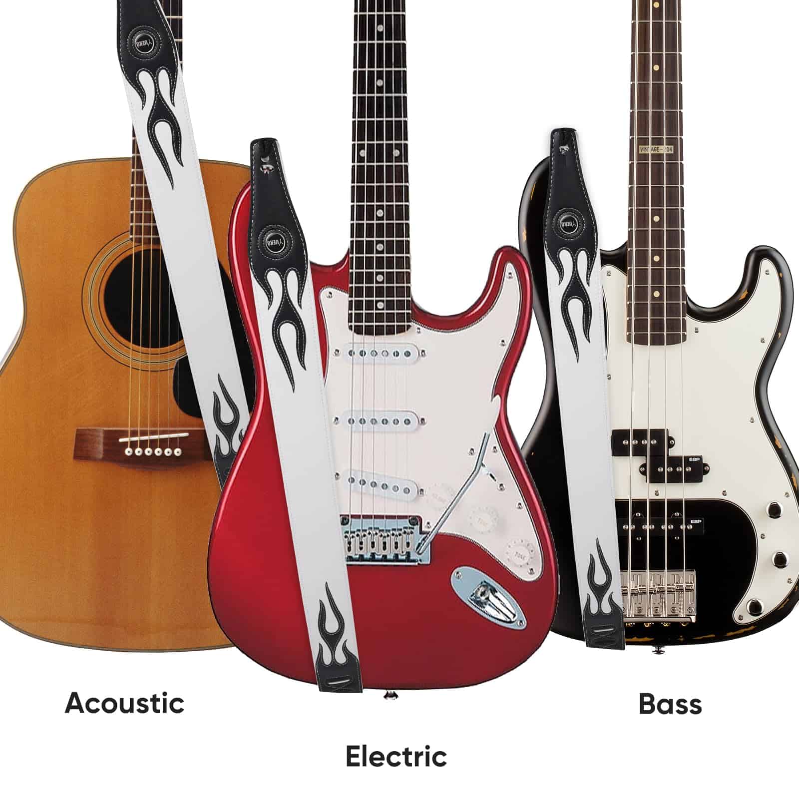 Correa de Guitarra YUEKO Personality Leather Red Flame - Imagen 6