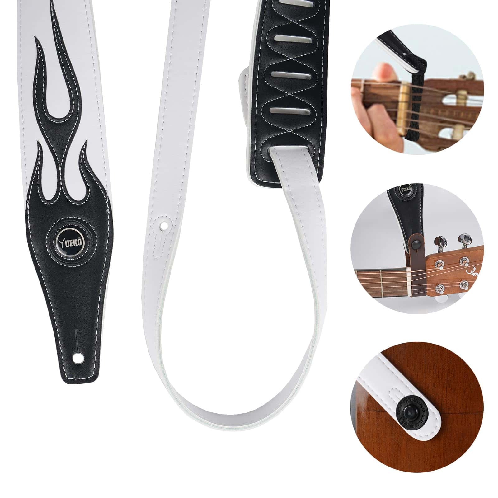 Correa de Guitarra YUEKO Personality Leather Red Flame - Imagen 4