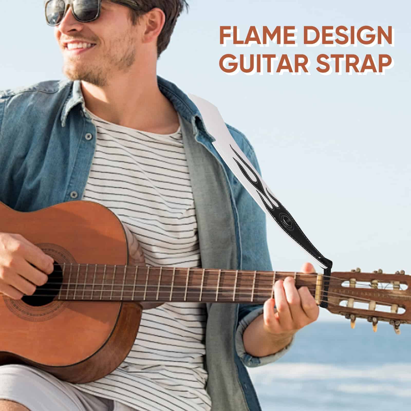 Correa de Guitarra YUEKO Personality Leather Red Flame - Imagen 9