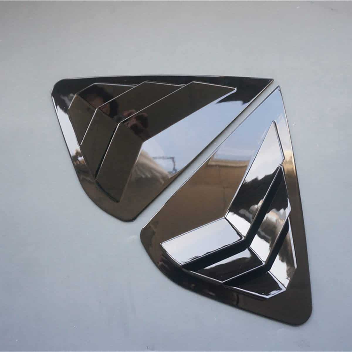 Ziwen 2X Sport Gloss Black Quarter Window Scoops Louvers - Imagen 3