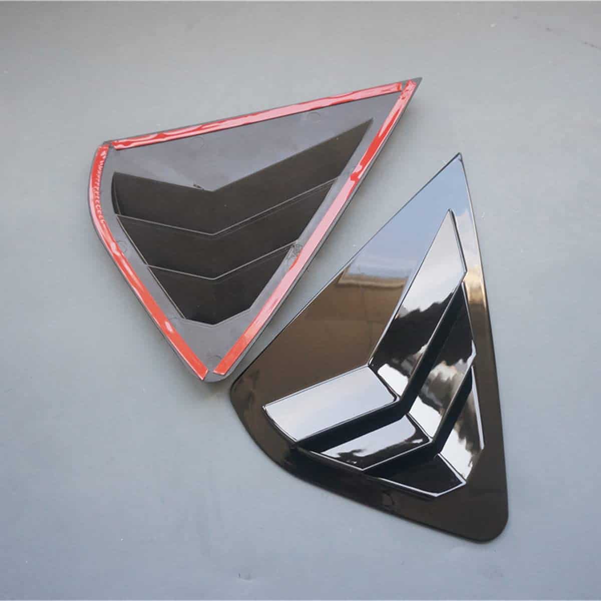 Ziwen 2X Sport Gloss Black Quarter Window Scoops Louvers - Imagen 4