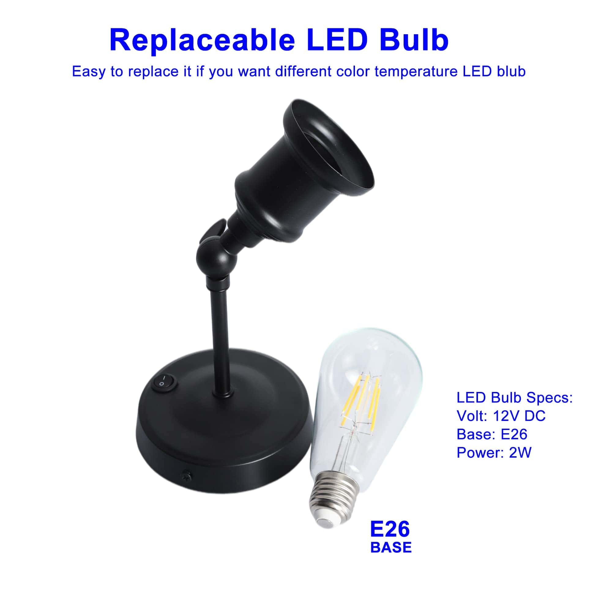 Lámpara de Pared LED Maichis 12V con Interruptor ON/Off, - Imagen 6