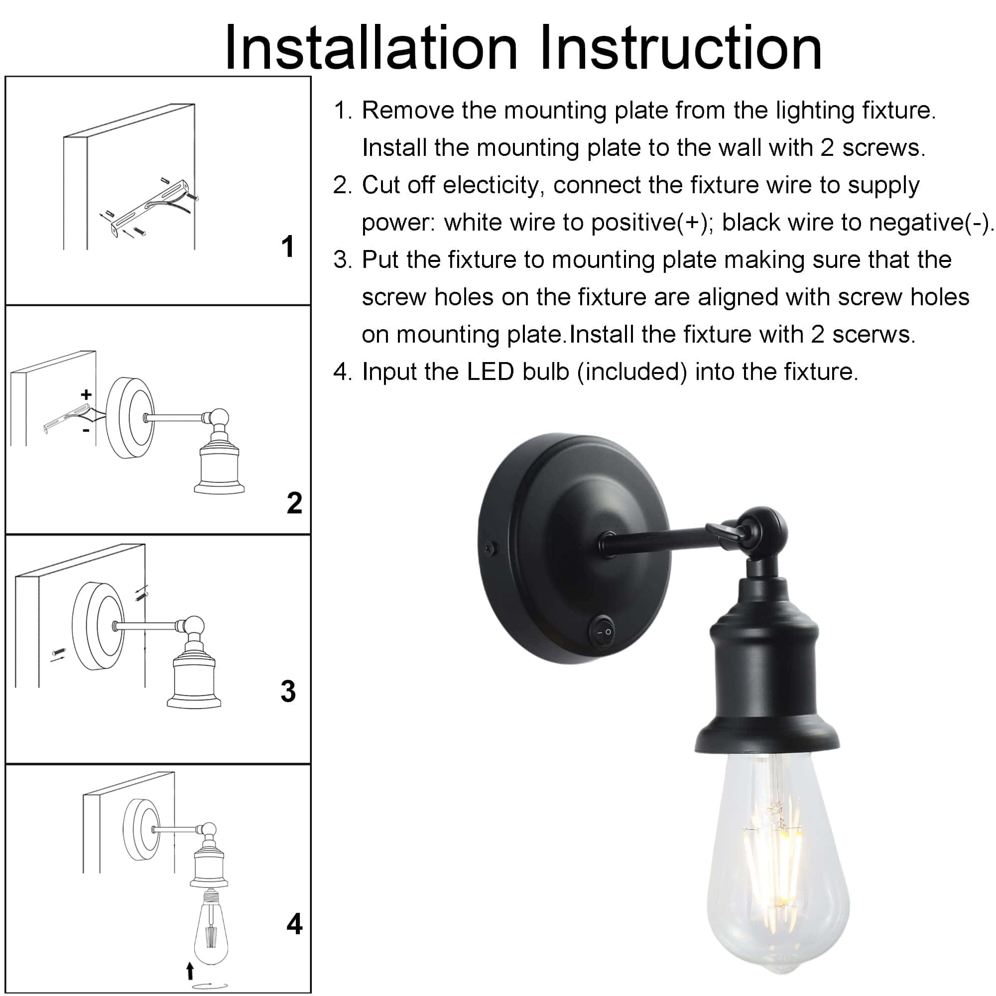 Lámpara de Pared LED Maichis 12V con Interruptor ON/Off, - Imagen 9