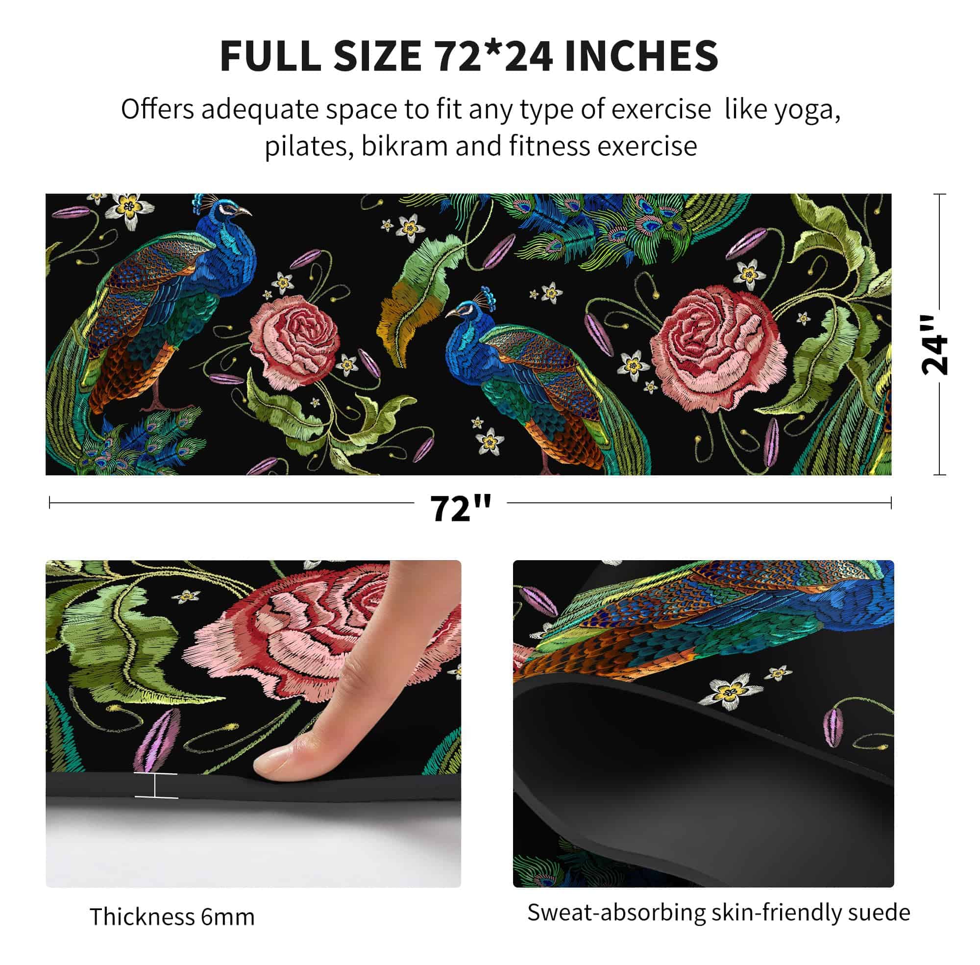 Tapete de Yoga Estampado Extra Grueso TPE -Peacock - Imagen 4