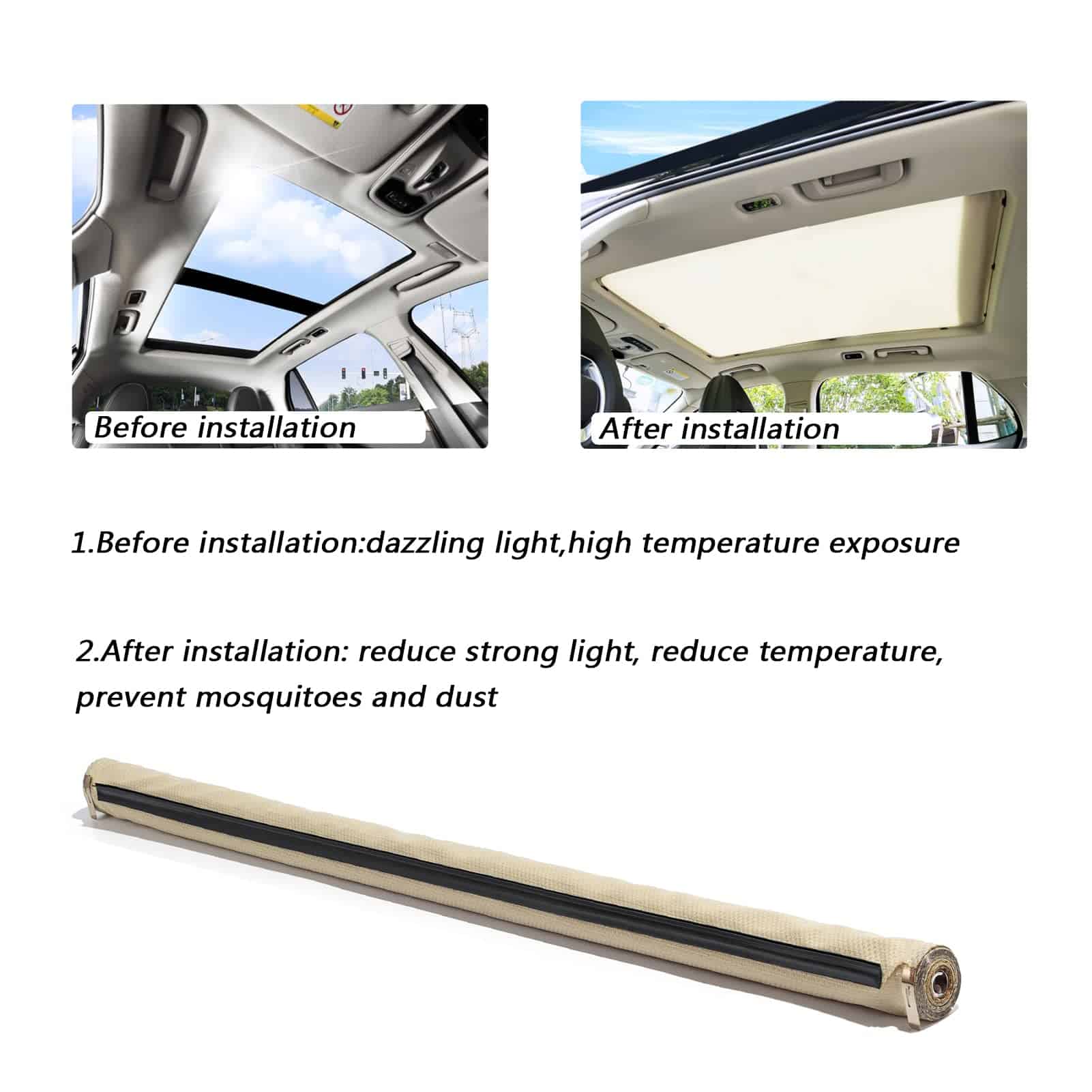 SHUNSEN Protector de sol para techo solar de coche, - Imagen 4