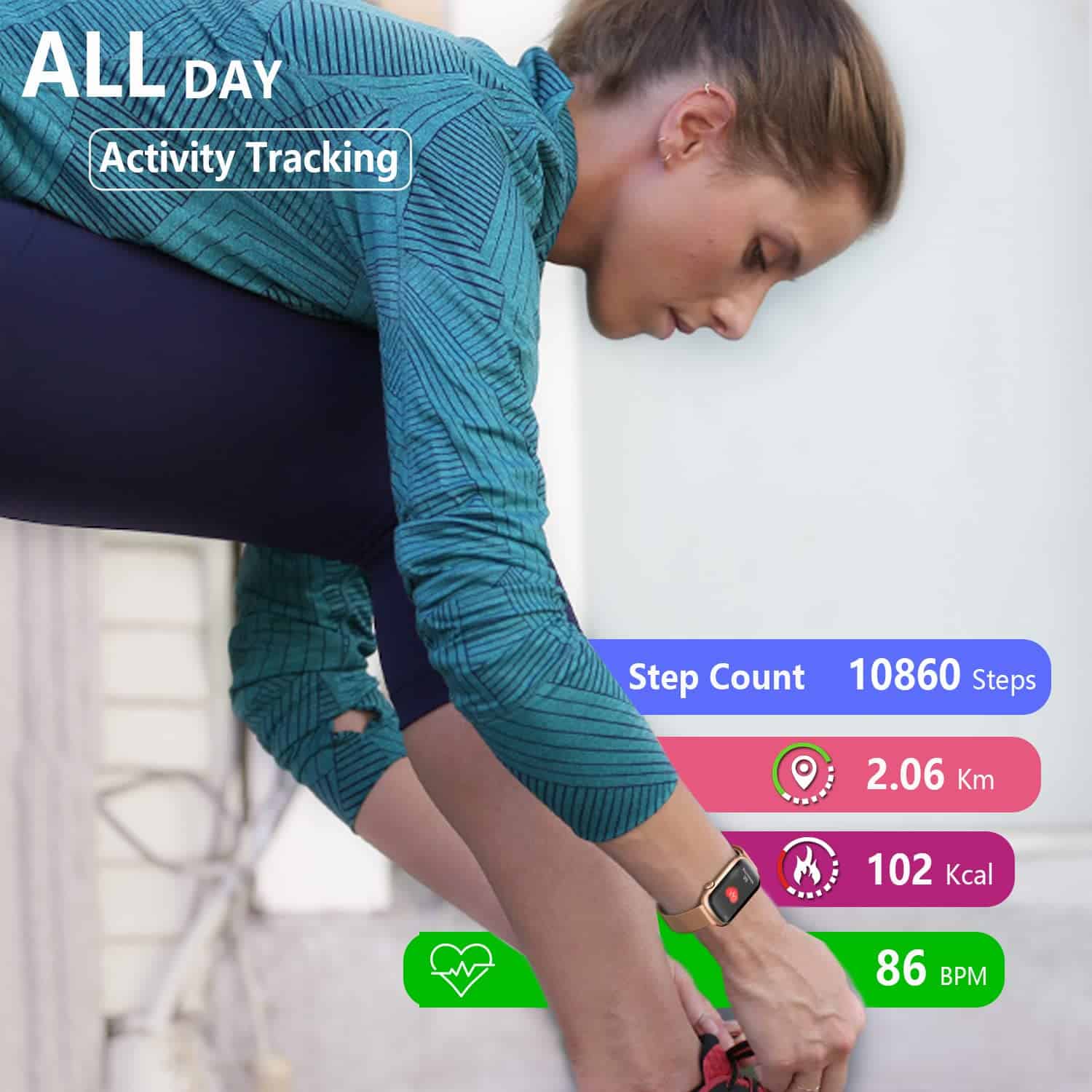 Rastreador de fitness FITVII Slim con oxígeno en sangre, - Imagen 5