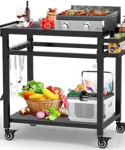 Mesa de Parrilla RAXSINYER de Doble Estante 20"x32" Móvil,