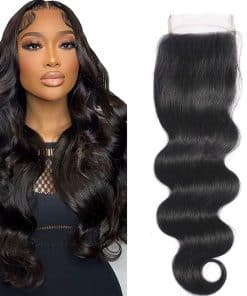 Cierre de encaje de onda corporal 4X4 de cabello humano