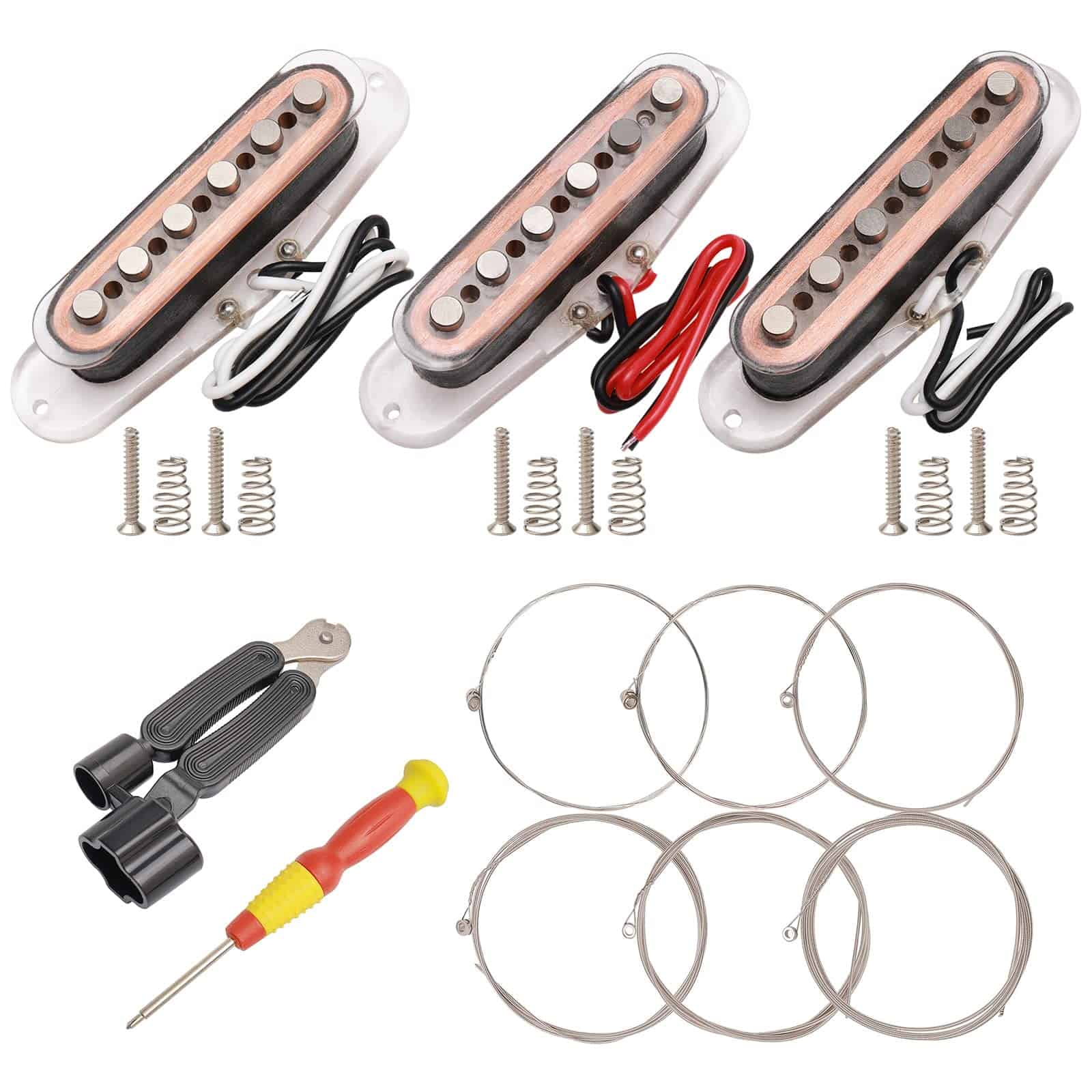 Unxuey 3pcs Guitar Single Coil Pickup Set 48/50/52mm Neck