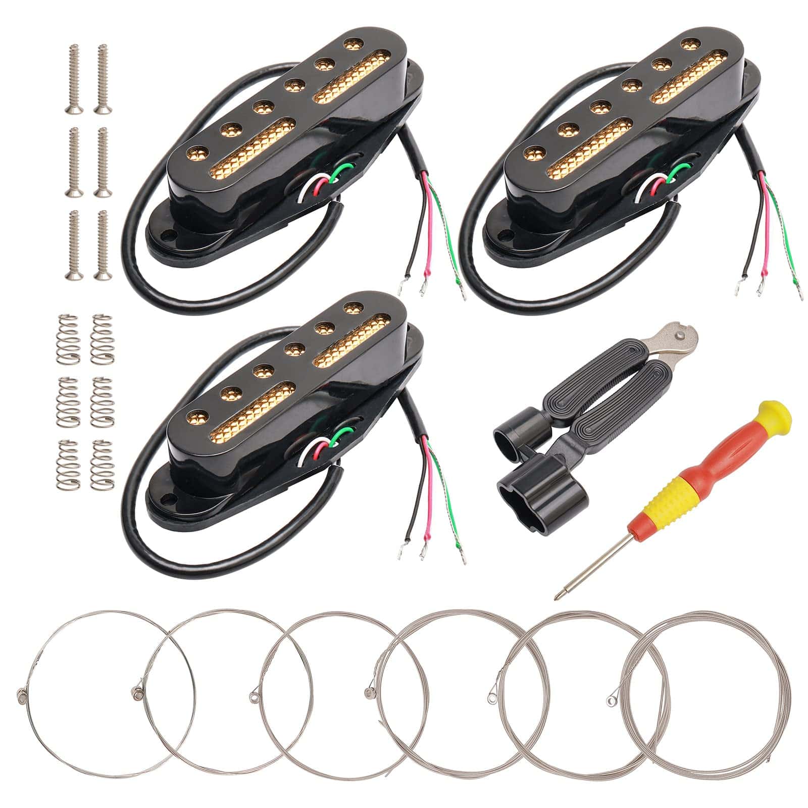 Conjunto de 3 pastillas de guitarra de bobina -Negro