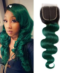 Cierre de Encaje Verde Ondas del Cuerpo Extensiones de