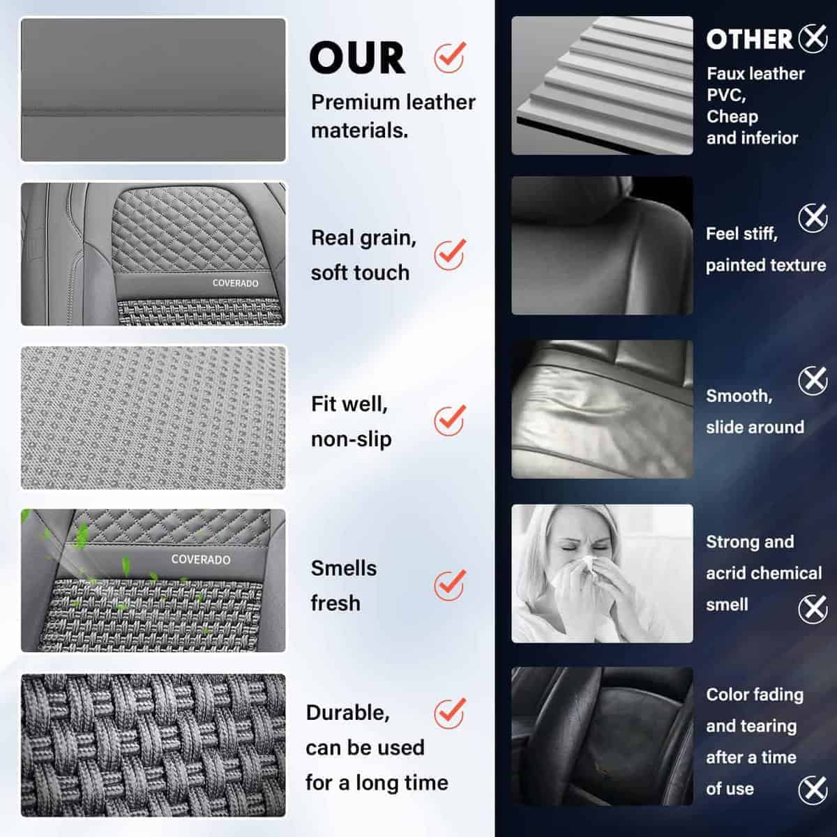 Cubre Asientos de Coche Completo Coverado, Fundas de Cuero - Imagen 8