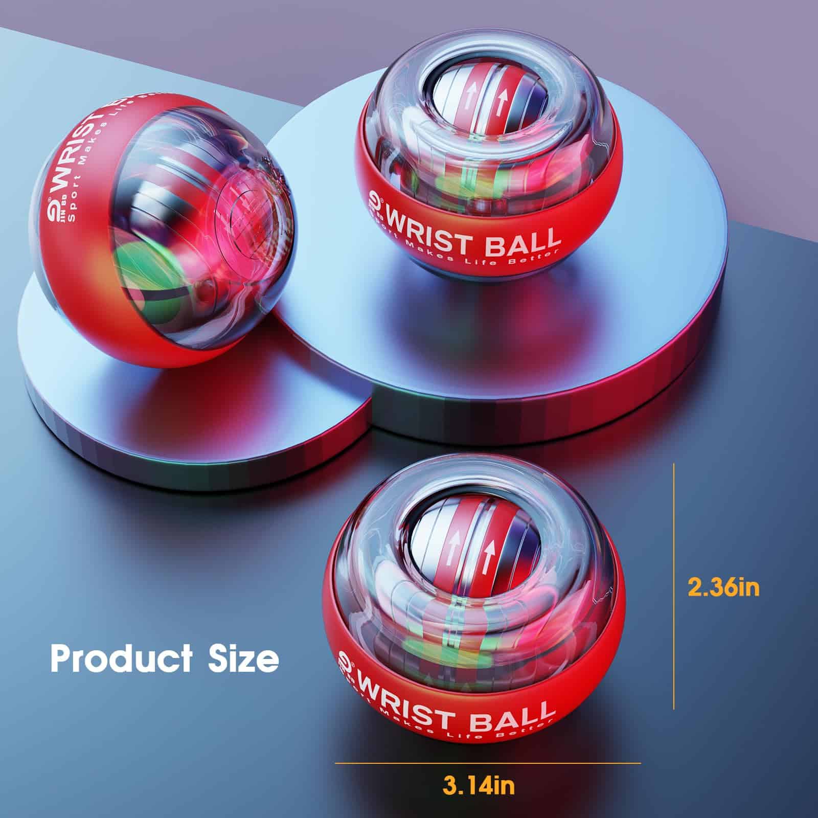 JIN BD Wrist Trainer Ball Auto-Start Wrist -Red con luz LED - Imagen 6