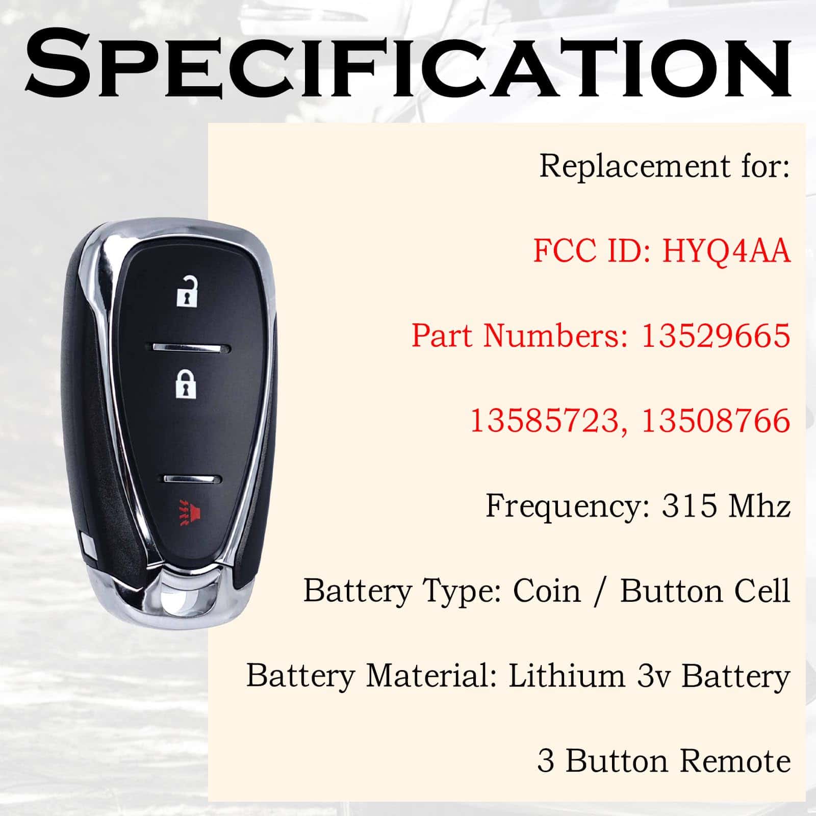 Llavero de Repuesto SUPALAND para Chevy Equinox 2018-2021 - Imagen 4