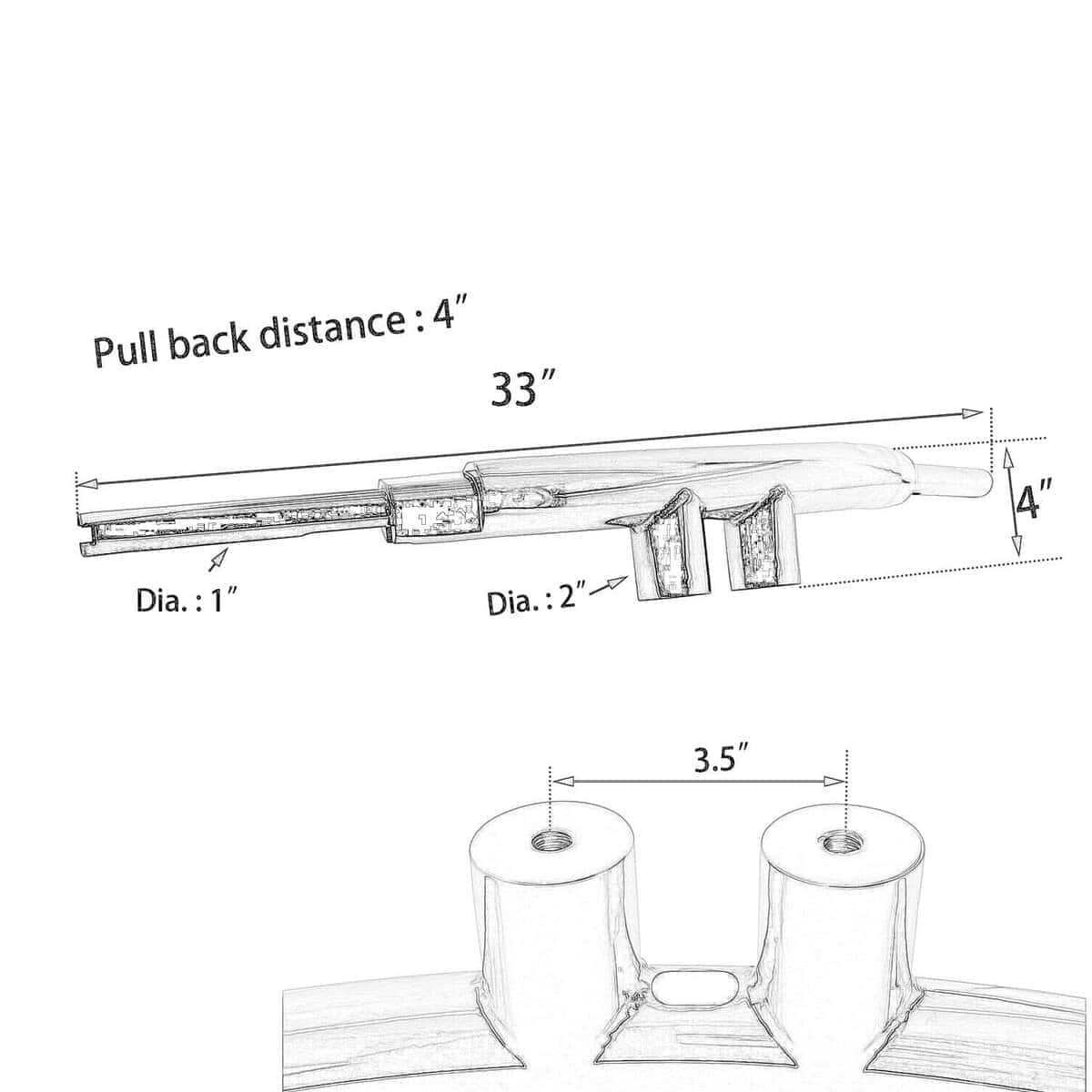 Manillar en T de 4" de Altura y 2" de Diámetro para Harley - Imagen 7