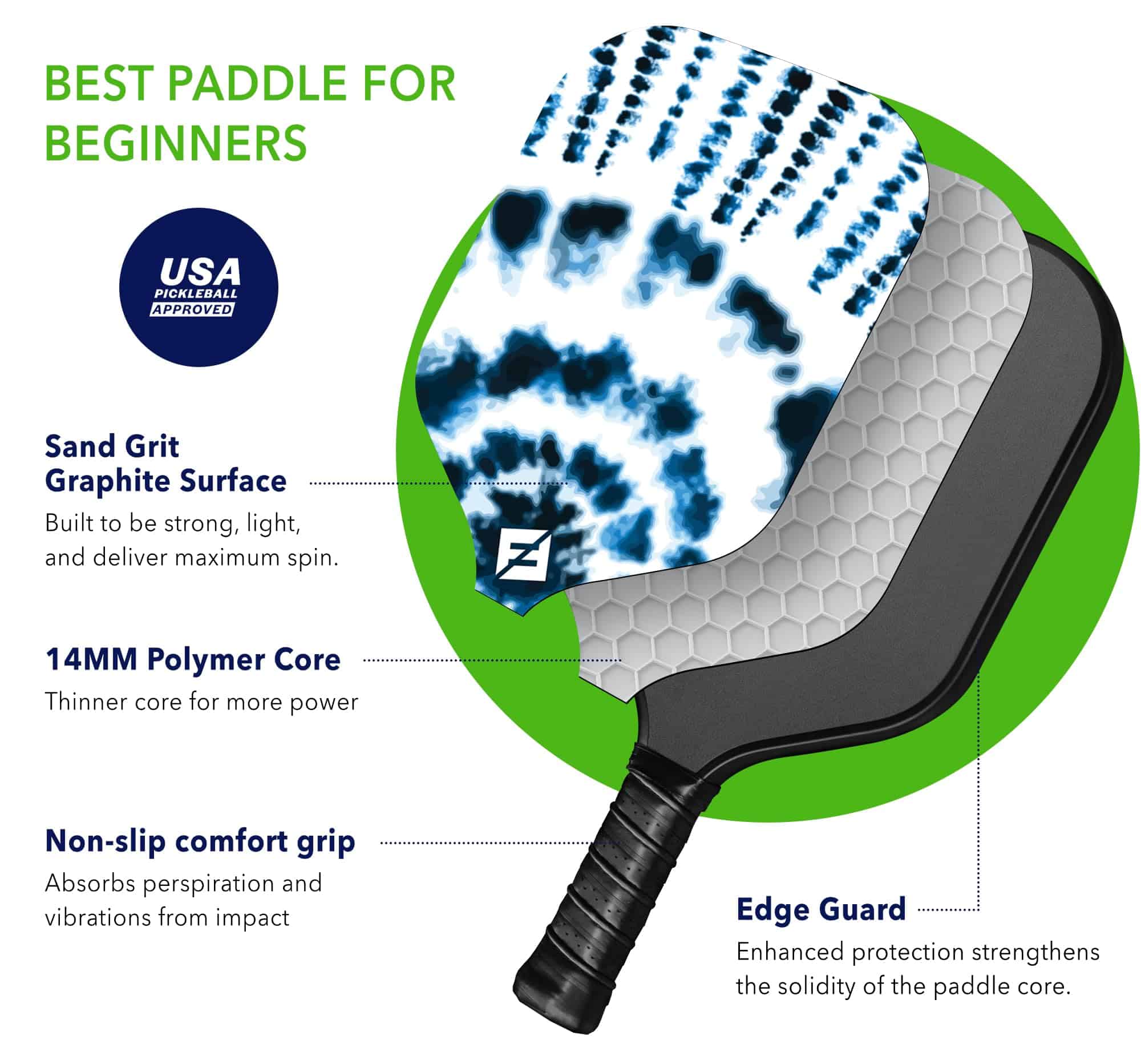 ¡Más Popular! Pala de Pickleball F2 Sports Graphite Blue - Imagen 3