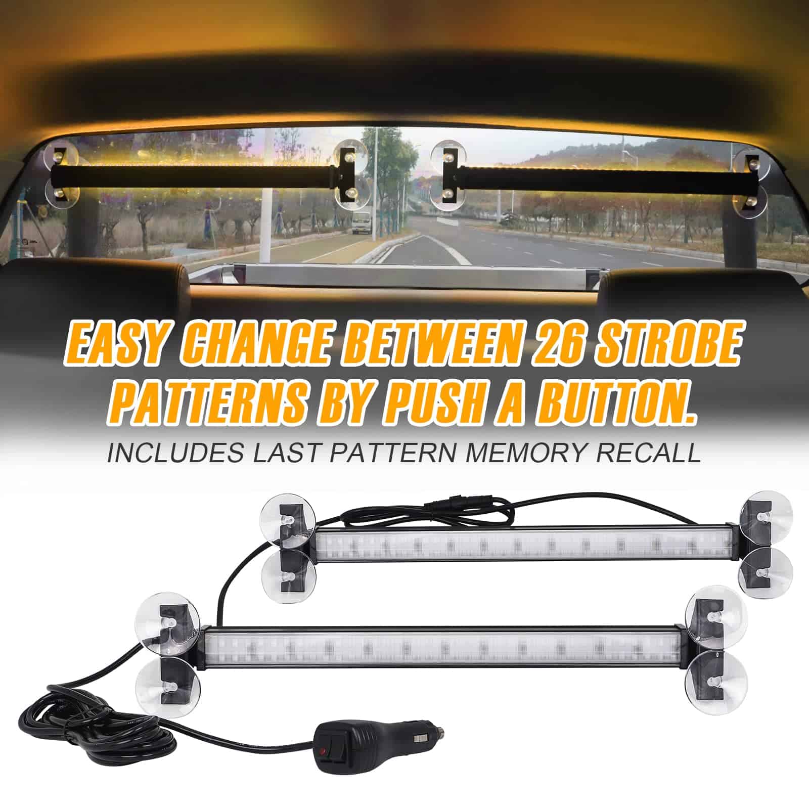 XRIDONSEN Barra de luces de emergencia estroboscópicas con - Imagen 6
