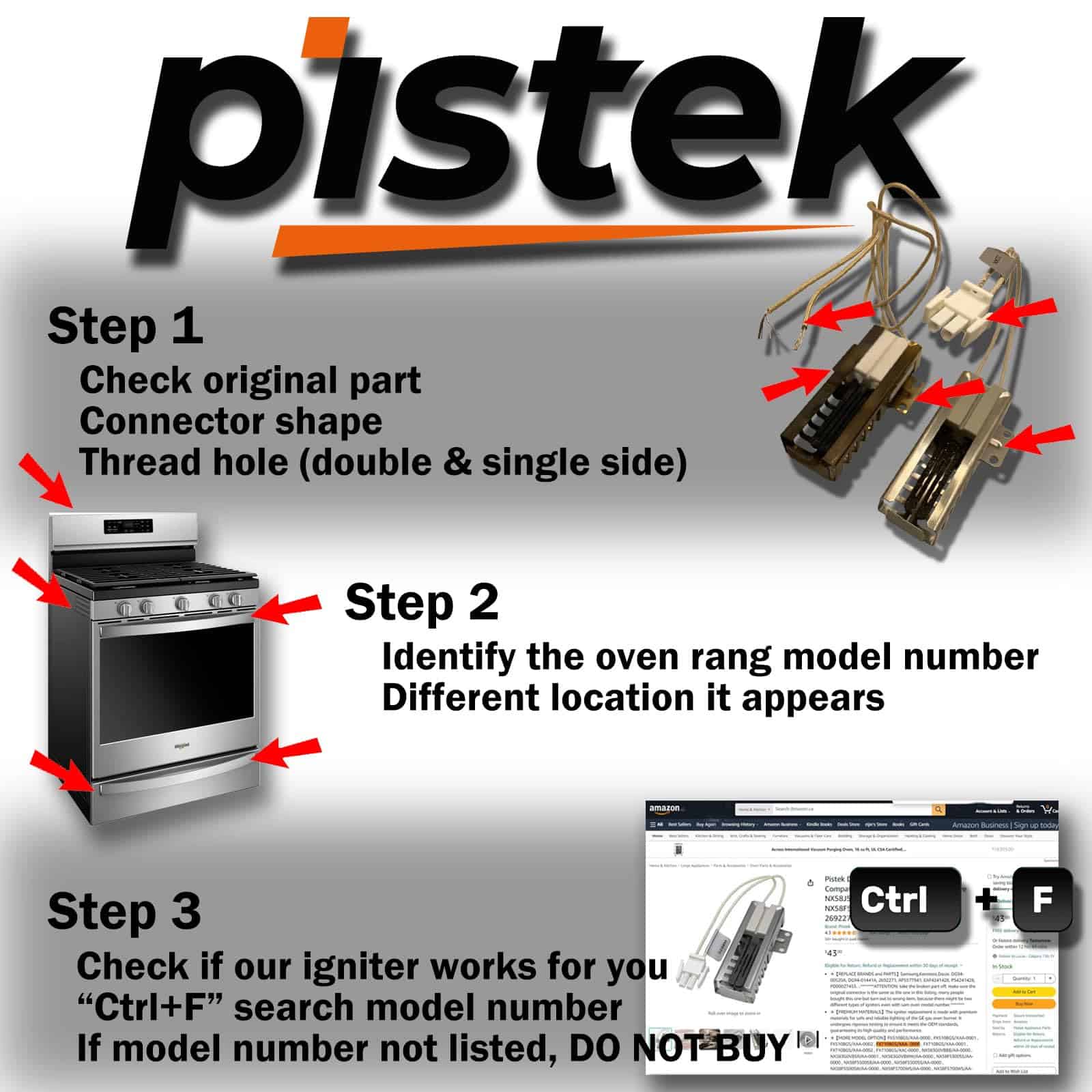 Pistek 74007498 Encendido de Horno de Gas para Whirlpool - Imagen 6