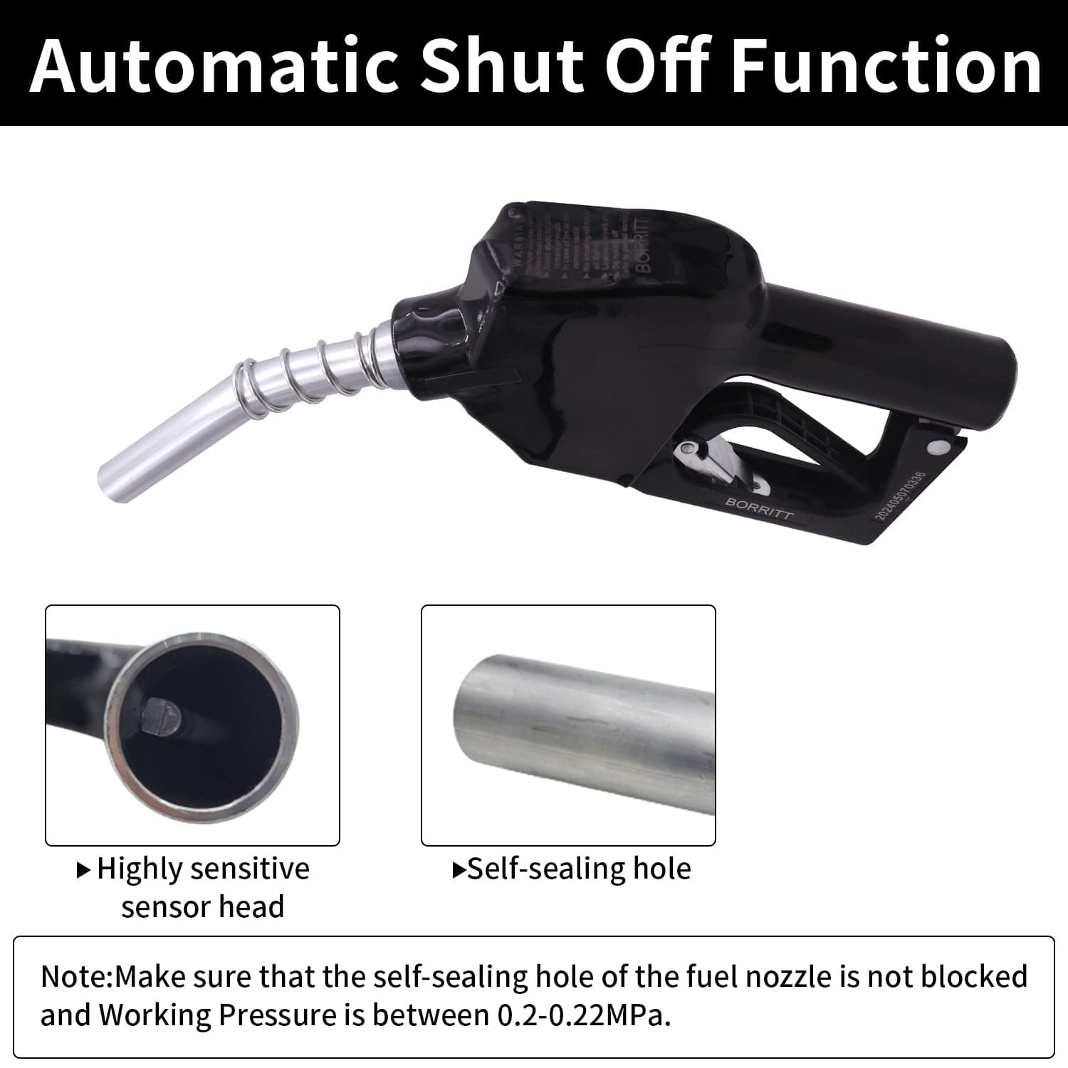 Boquilla de combustible automática BORRITT de 3/4 de - Imagen 6
