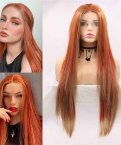 Pelucas Kalisa Naranja Marrón Larga Recto de Encaje