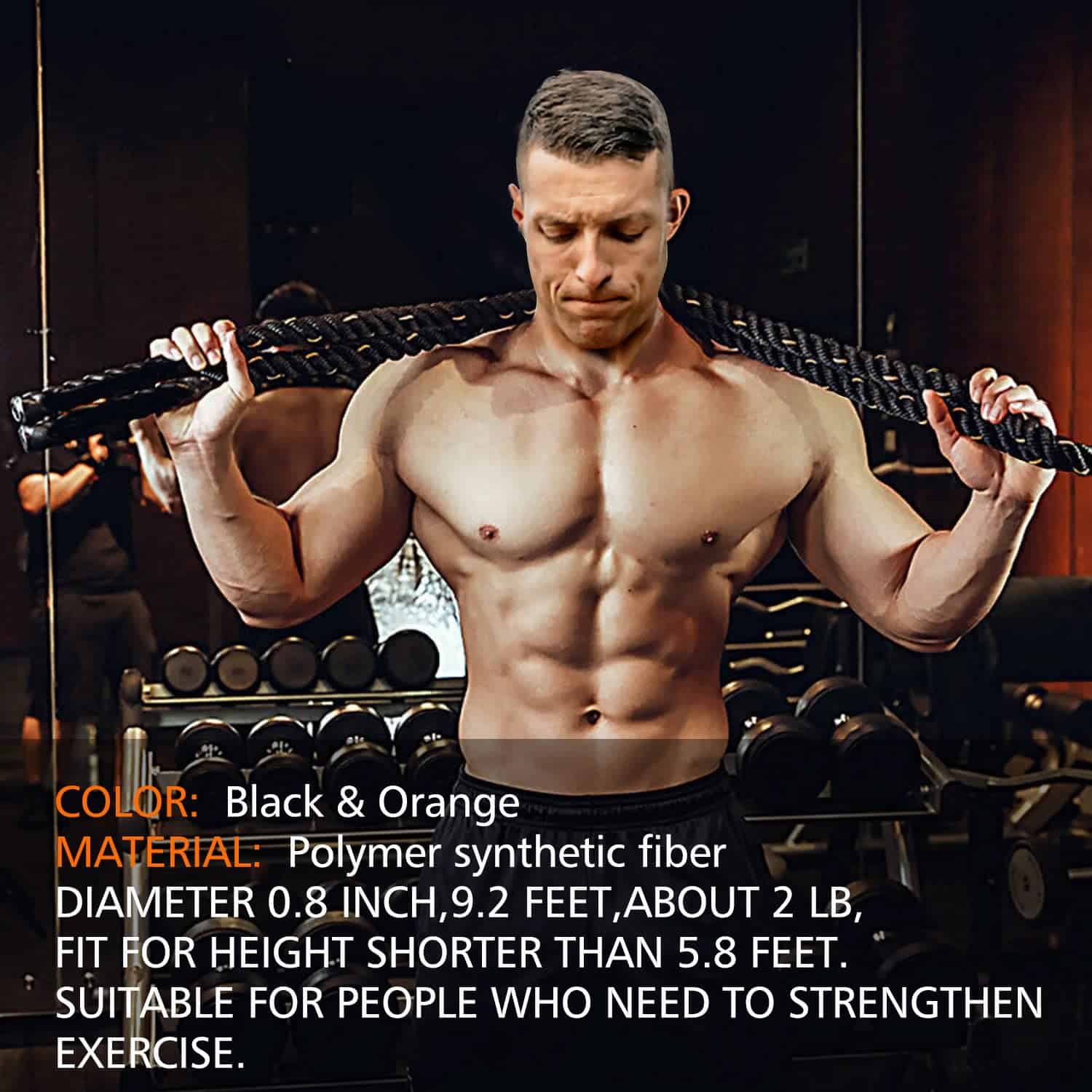 Cuerdas de saltar pesadas para fitness - (9.2 ft) - Imagen 8