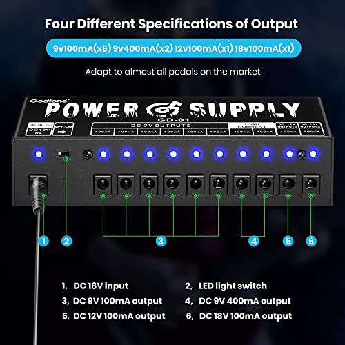 Fuente de Alimentación para Pedales de Efecto -nte GD-01 - Imagen 5