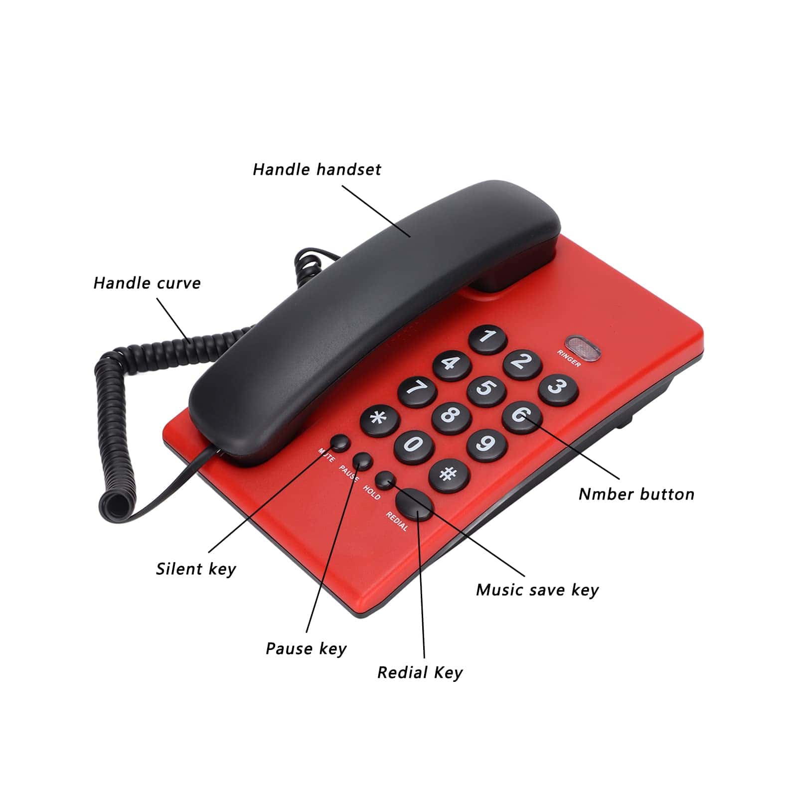 Teléfonos de Escritorio con Cable KX-T504, Teléfono Fijo - Imagen 4