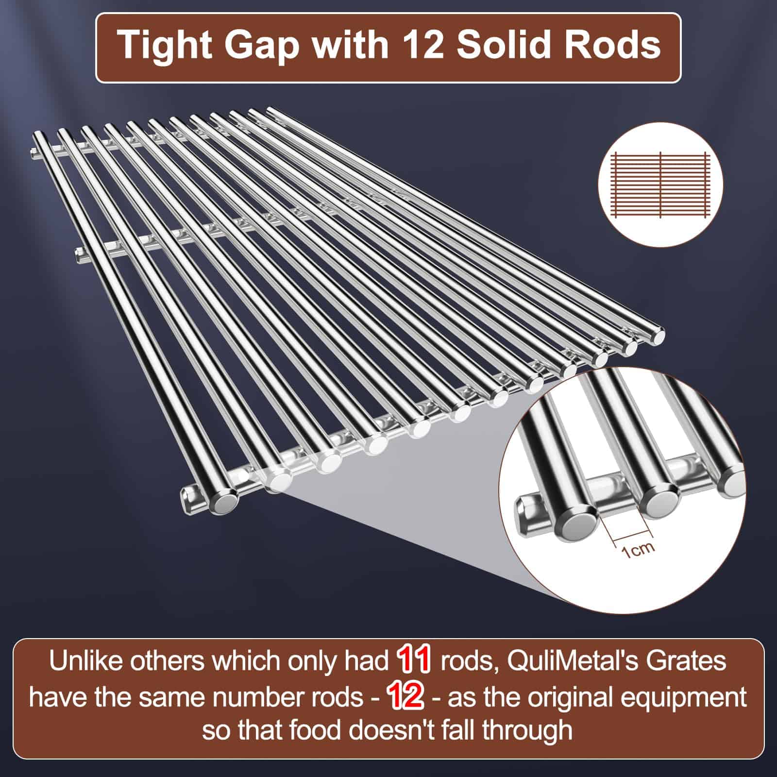 Parrillas de Acero Inoxidable QuliMetal 9MM para Weber - Imagen 5