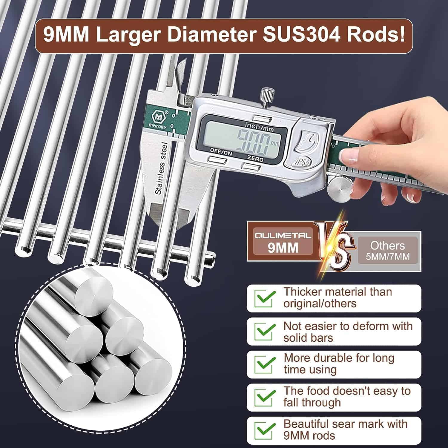 Parrillas de Acero Inoxidable QuliMetal 9MM para Weber - Imagen 4