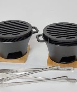 Parrilla Mini Hibachi de Hierro Fundido HAWOK, Juego de 2