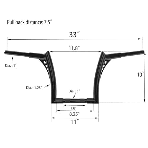 Manillar de 10" Rise 1.25" Ape Hanger para Harley Touring - Imagen 7