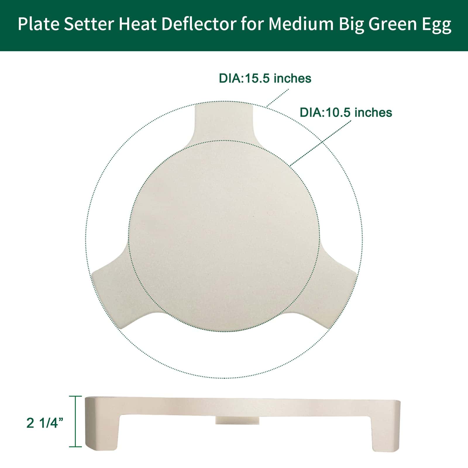 Quantfire 15.5" Plate Setter Heat Deflector para Big Green - Imagen 3