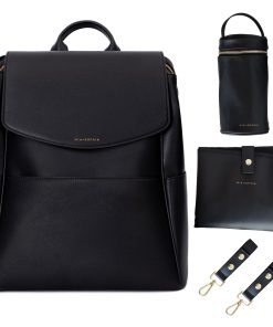 Mochila de Pañales de Cuero MIA + SOPHIA -Negro Olivia